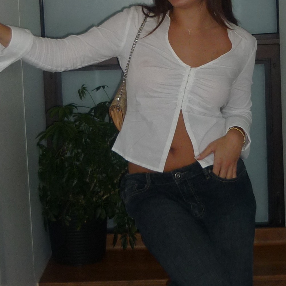 Garage White Long Sleeve Top